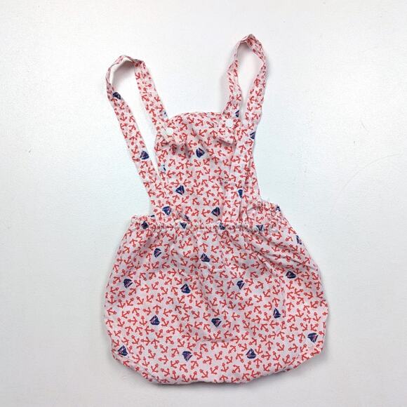 Vintage Lily Kids Sunsuit Baby Size 9m Red Sailboat Anchor Nautical - Picture 3 of 4